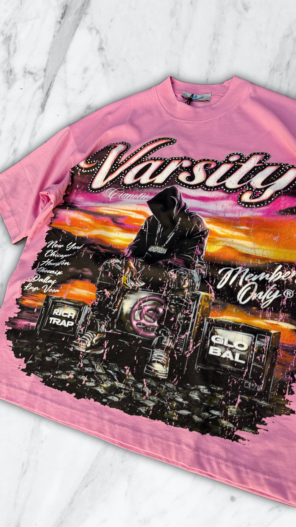 T SHIRT CIANOTIC VARSITY PINK