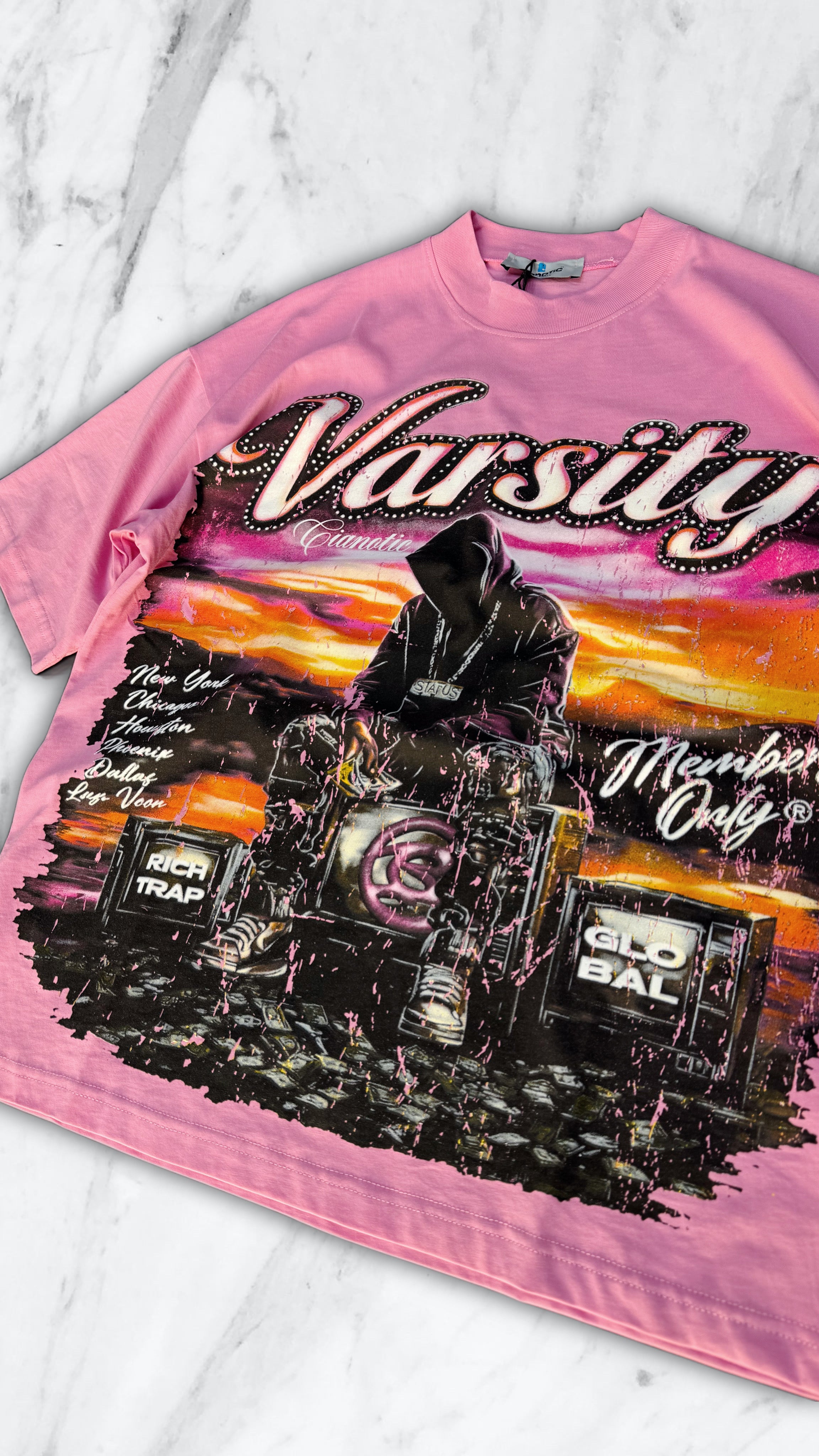T SHIRT CIANOTIC VARSITY PINK