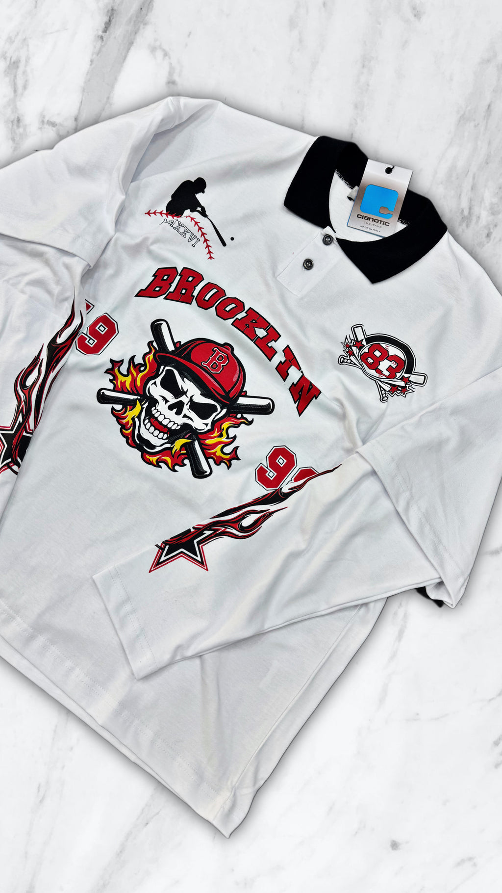 POLO BASEBALL CIANOTIC WHITE