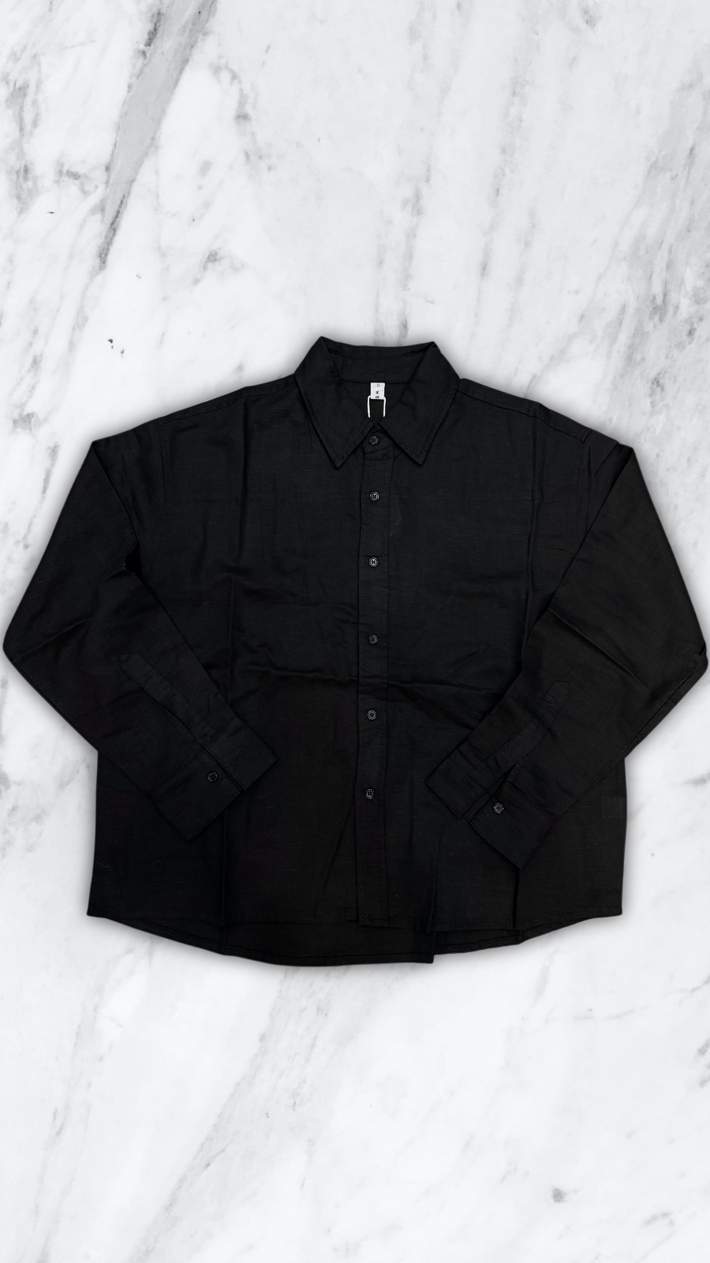 CAMICIA MISTO LINO BLACK