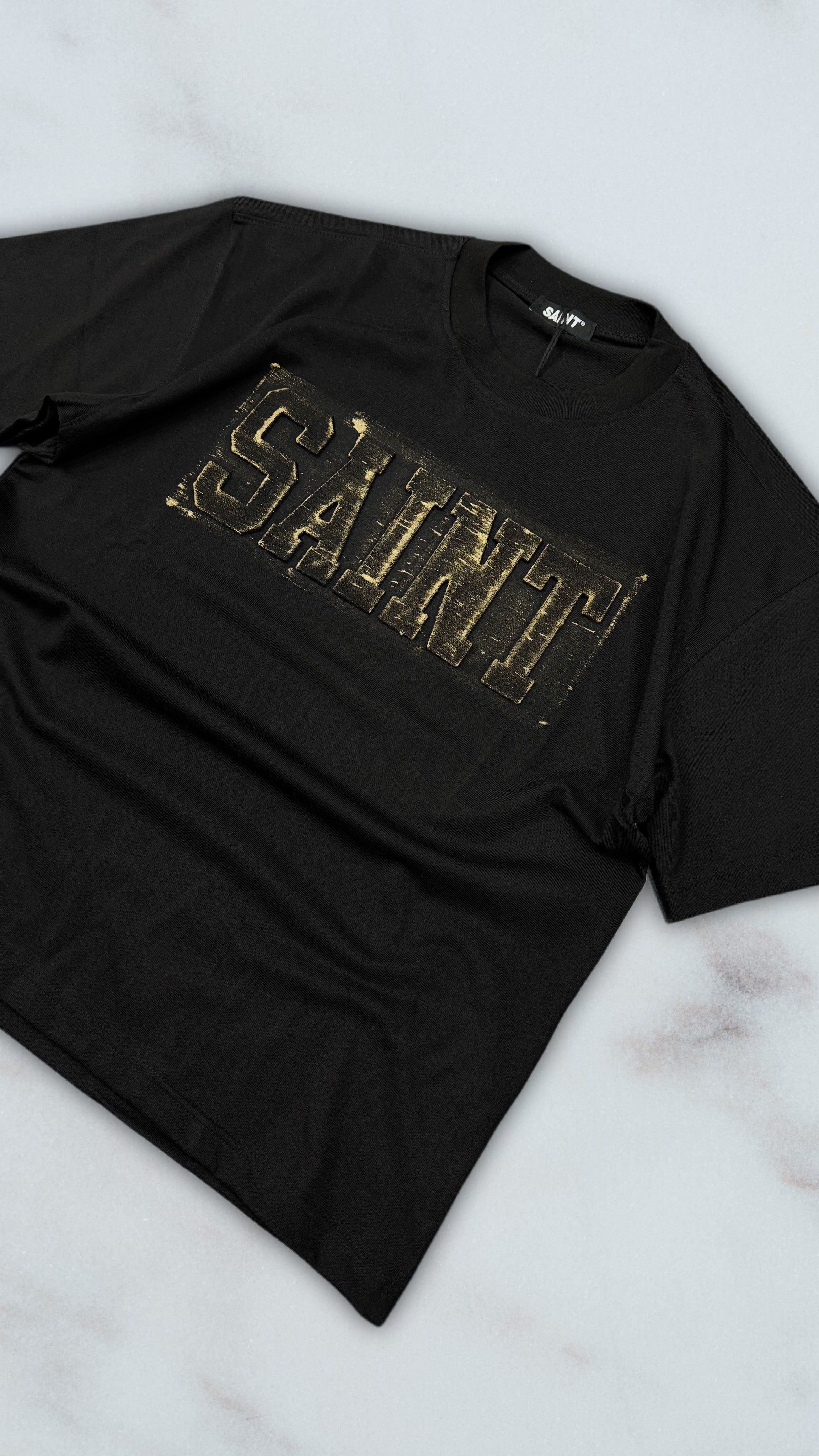 T SHIRT SAINT GOLD BLACK