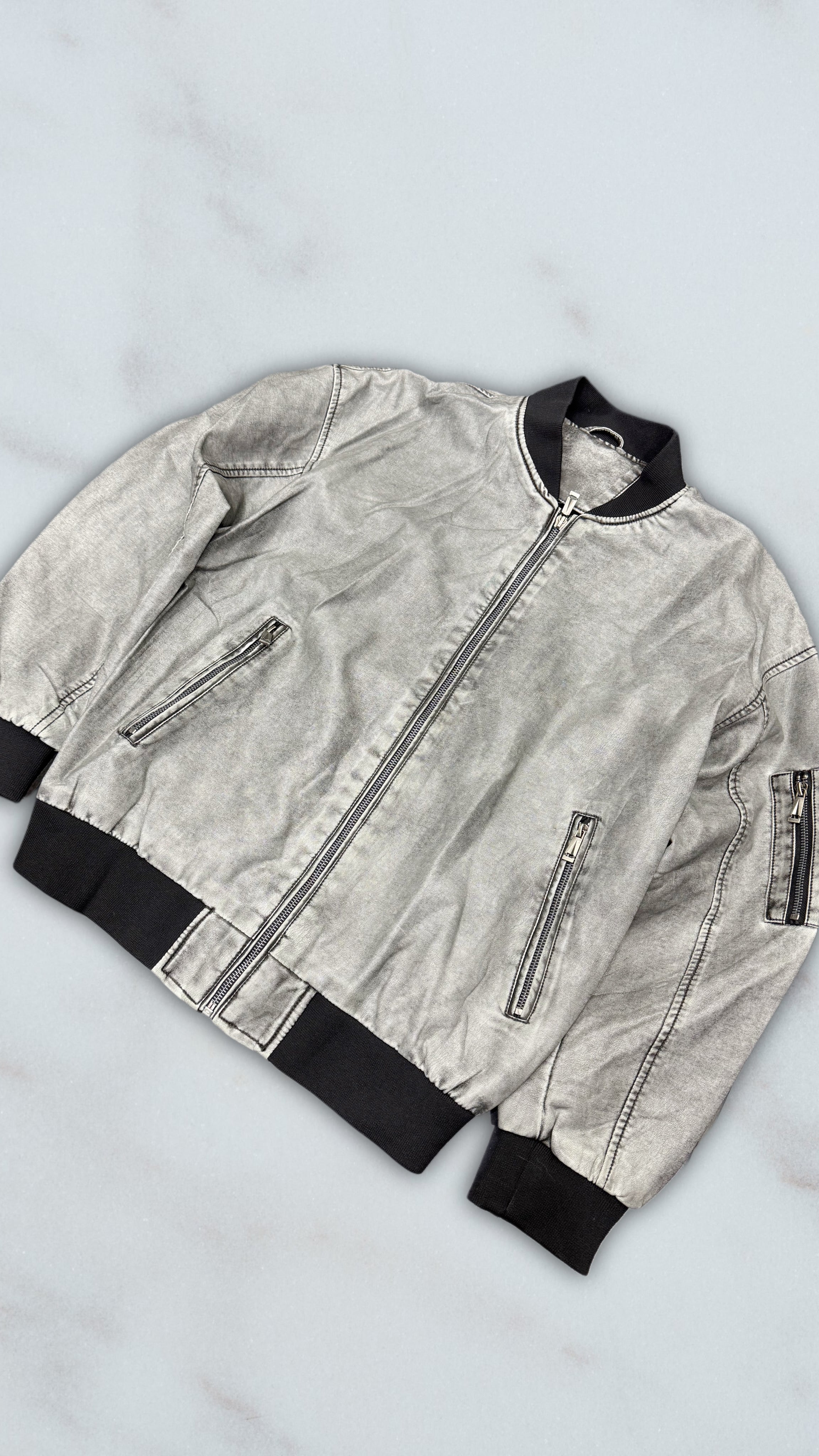 GIUBBOTTO DI PELLE ALPHA LIGHT GREY