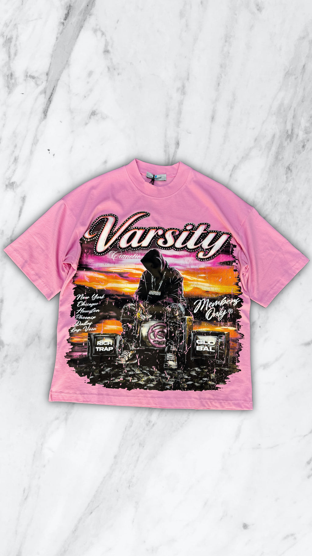 T SHIRT CIANOTIC VARSITY PINK